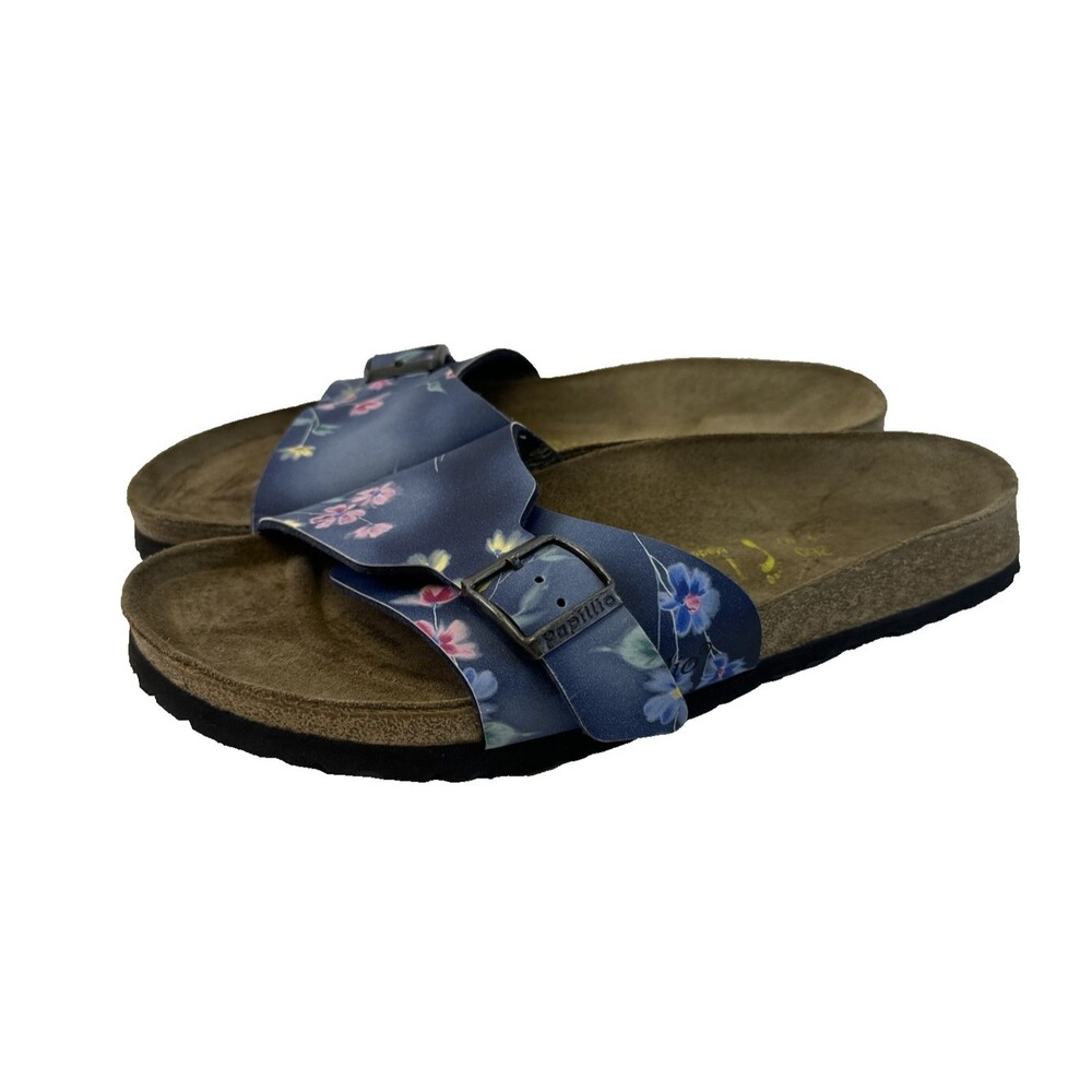 Birkenstock Papillio Madrid Slide Sandal Blue Graffiti Floral Birko Flor 40 L9